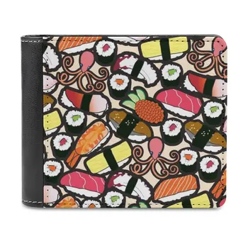 Чехол для телефона для суши Кожаный бумажник Мужской Классический черный кошелек Держатель кредитной карты Модный мужской кошелек Чехол для суши японской кухни Cool