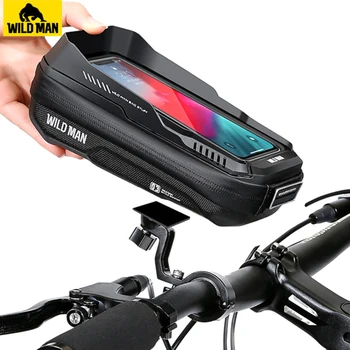 Сумка для велосипеда WILD MAN, велосипедный держатель для телефона, водонепроницаемый чехол, сумка для велосипедного телефона с сенсорным экраном, 6,8 