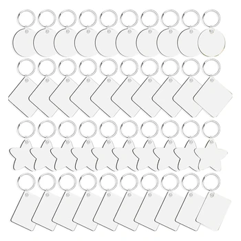 40 Штук Сублимационных Пустых Брелоков Брелочные Кольца Для DIY Термотрансферных Брелоков С Односторонней Печатью