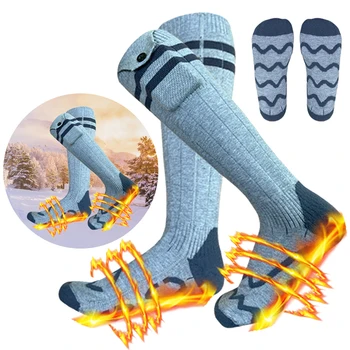 Носки с электрическим подогревом, перезаряжаемые зимние теплые носки с подогревом, моющиеся на батарейках для занятий спортом на открытом воздухе, кемпинга, пеших прогулок, катания на лыжах